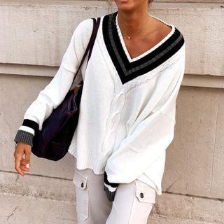 Color-block Loose Fit Knit Top