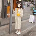 3/4 Sleeve Jacquard Dress