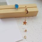 Non-matching Planet Moon & Star Earring As Shown In Figure - One Size