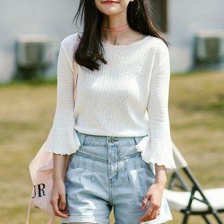 Bell-sleeve Lettuce Edge Sweater