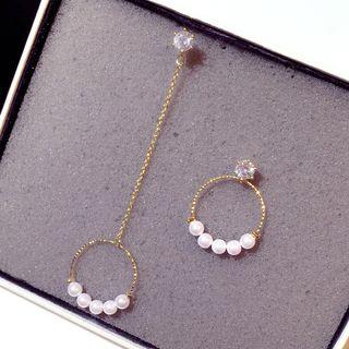 Non-matching Faux Pearl Drop Earring Gold - One Size