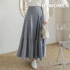 Plus Size Shirred Maxi Stripe Skirt