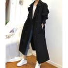Double-breasted Long Trench Coat Black - One Size