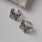 Alloy Butterfly Cuff Earring 1 Pair - Clip On Earrings - Silver - One Size