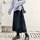 Glittered High-waist Velvet A-line Midi Skirt