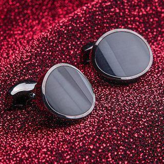 Curved Disc Cufflink Black - One Size