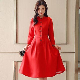 Long-sleeve A-line Midi Party Dress