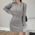 Mini Sheath Knit Hoodie Dress