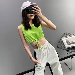 Tie-hem Plain Crop Tank Top