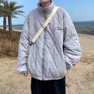 Stand Collar Plain Quilted Jacket