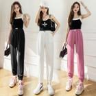 Ice Silk Loose-fit Gathered Cuff Casual Pants
