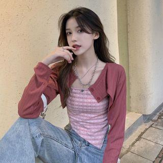 Patterned Camisole Top / Crop Cardigan