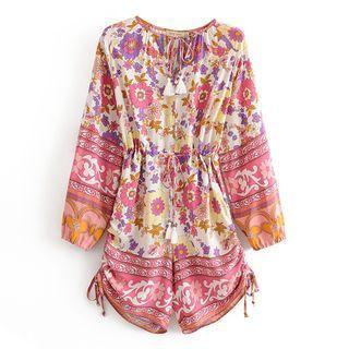 Long-sleeve Floral Romper