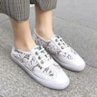 Lace Panel Faux Leather Sneakers