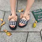 Bow-accent Plaid Platform Sandals