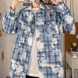 Plaid Tie-dye Print Shirt
