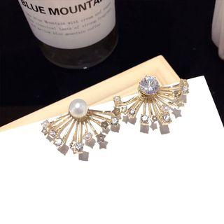 Star Rhinestone Ear Jacket 1 Pair - Silver Stud - Gold - One Size