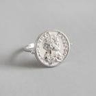 925 Sterling Silver Coin Open Ring White Gold - Hk Size No. 12