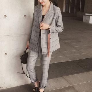 Set: Plaid Blazer + Slim Fit Pants