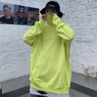 Mock Turtleneck Pullover Neon Yellow - One Size