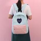 Color Panel Heart Applique Backpack