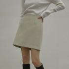 Plain Zip-back A-line Miniskirt