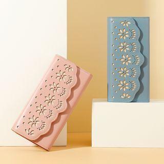 Floral Cutout Trifold Long Wallet