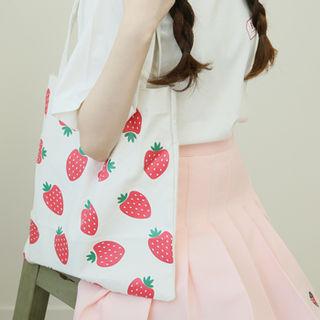 Strawberry Pattern Shopper Bag Ivory - One Size