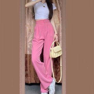 Set Of 2: Short-sleeve Top + Wide-leg Pants