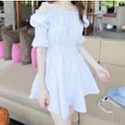 Cold-shoulder Striped Mini A-line Dress