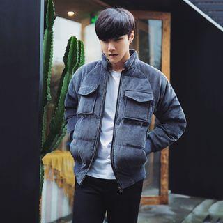 Pocketed Corduroy Padded Coat