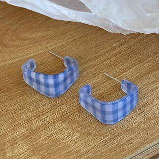 Acrylic Plaid Open Hoop Earring