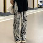 Tie-dyed Wide Leg Pants Black & White - One Size