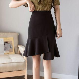 Ruffle Hem Straight-fit Skirt