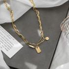 Stainless Steel Tag Pendant Necklace Necklace - Gold - One Size