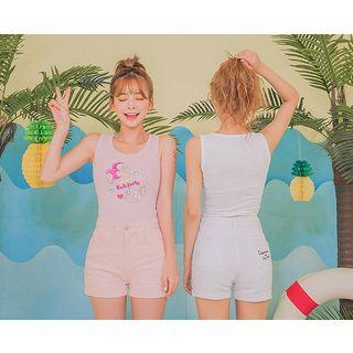 Leegong Pool Party Lettering Slim-fit Shorts