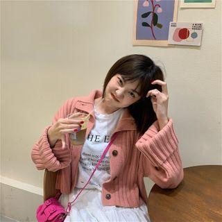 Polo-neck Buttoned Cardigan
