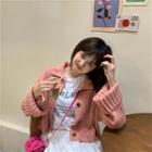Polo-neck Buttoned Cardigan