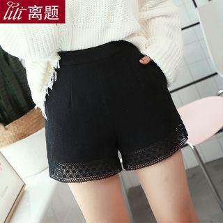 Lace Trim Woolen Shorts
