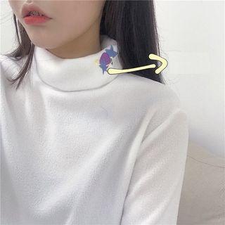 Mock Neck Printed Fleece Top