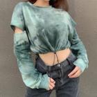 Cutout Tie-dyed Cropped Pullover