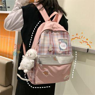 Plaid Panel Backpack / Bag Charm / Brooch