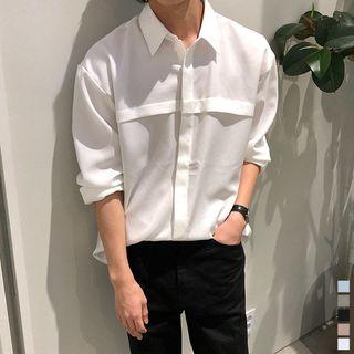Pleated-trim Hidden-button Shirt