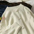 Argyle Crew-neck Sweater Cardigan White - One Size