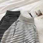 Color-block Striped Turtle-neck Long-sleeve Knit Top