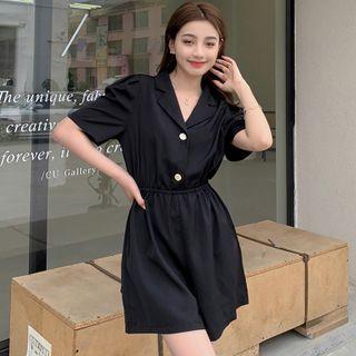 Short-sleeve Plain Chiffon Jumper Shorts
