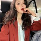 Plain Loose-fit Blazer / See-through Long-sleeve Shirt