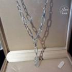 Rhinestone Stainless Steel Y Necklace Silver - One Size