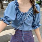 Cropped Bell-sleeve Chiffon Top