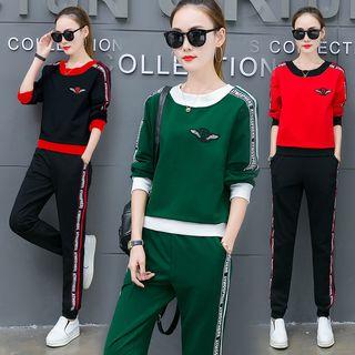 Set: Long-sleeve Paneled Top + Paneled Pants